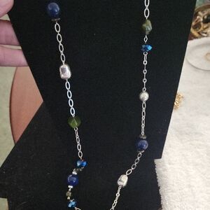 Elegant Blue and Green Beaded Necklace